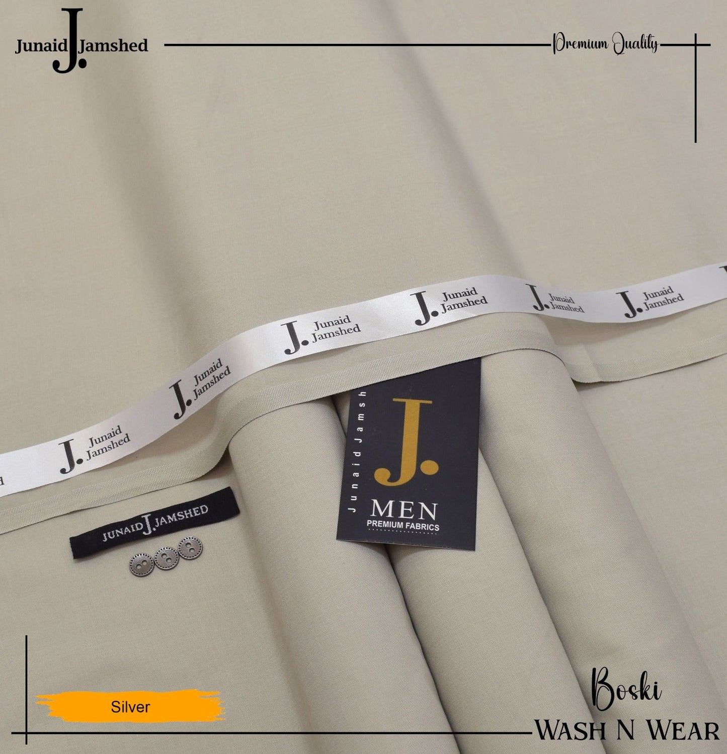 J. Junaid Jamshed wash and Wear Booski (Silver)