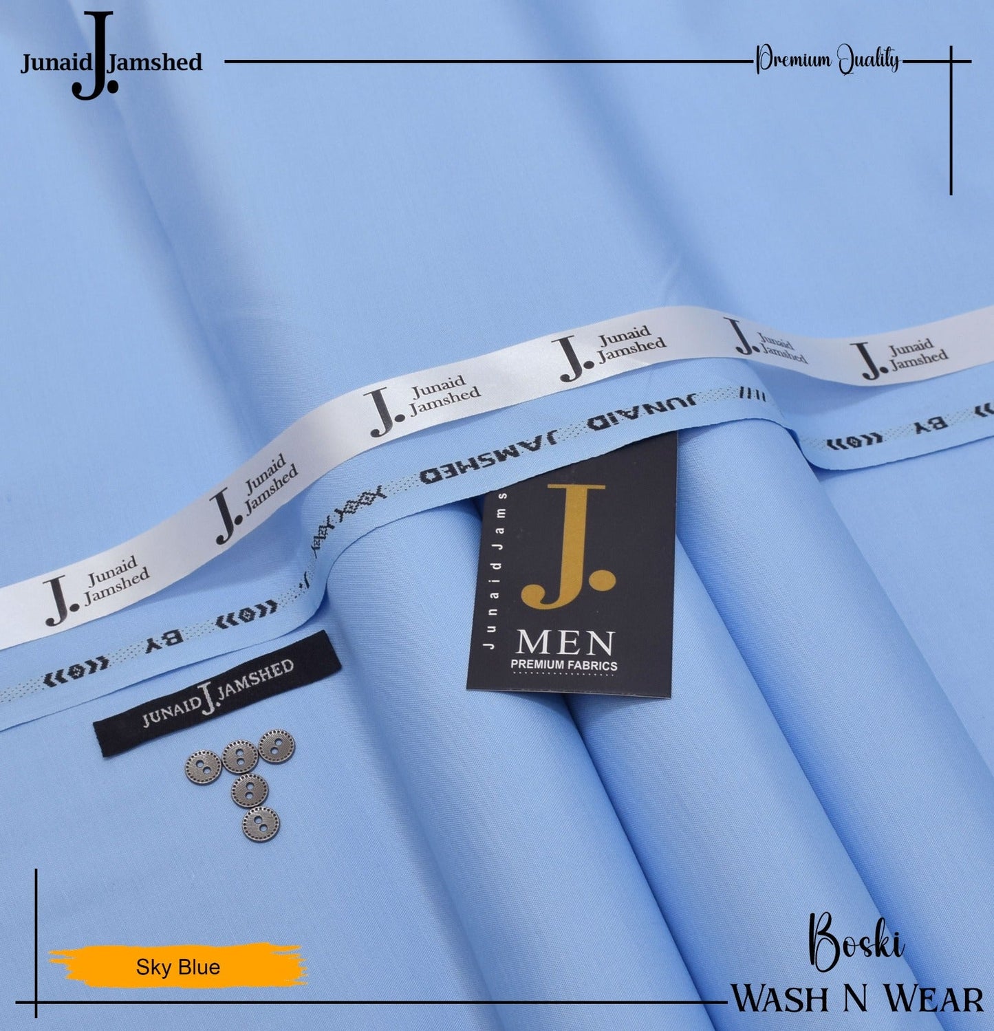 J. Junaid Jamshed wash and Wear Booski (Sky Blue)