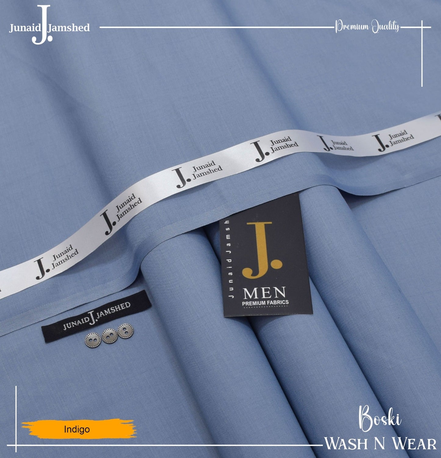 J. Junaid Jamshed wash and Wear Booski (Indigo)