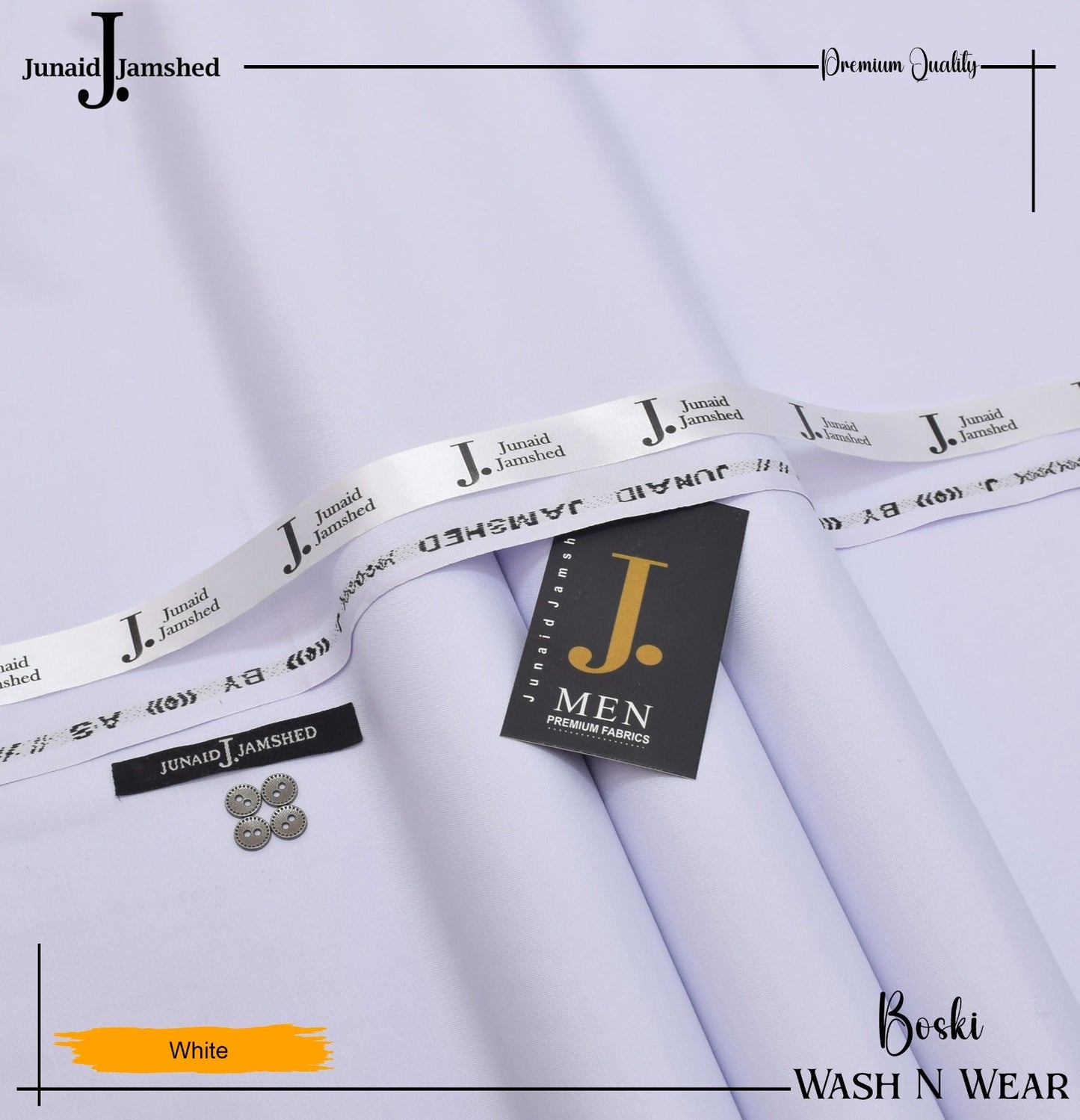 J. Junaid Jamshed wash and Wear Booski (White)