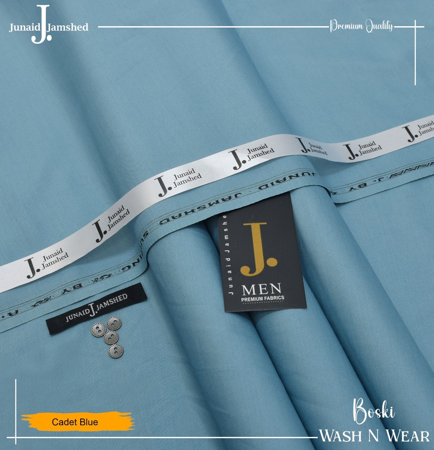 J. Junaid Jamshed wash and Wear Booski (Cadet Blue)