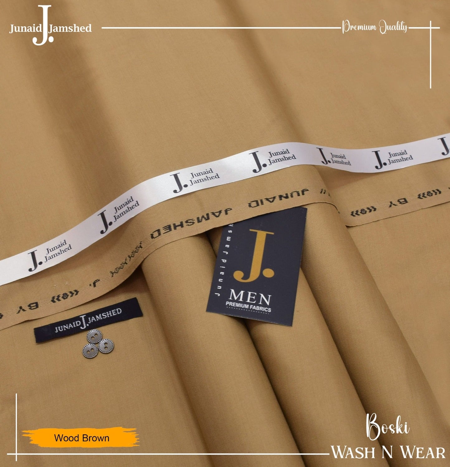 J. Junaid Jamshed wash and Wear Booski (Wood Brown)