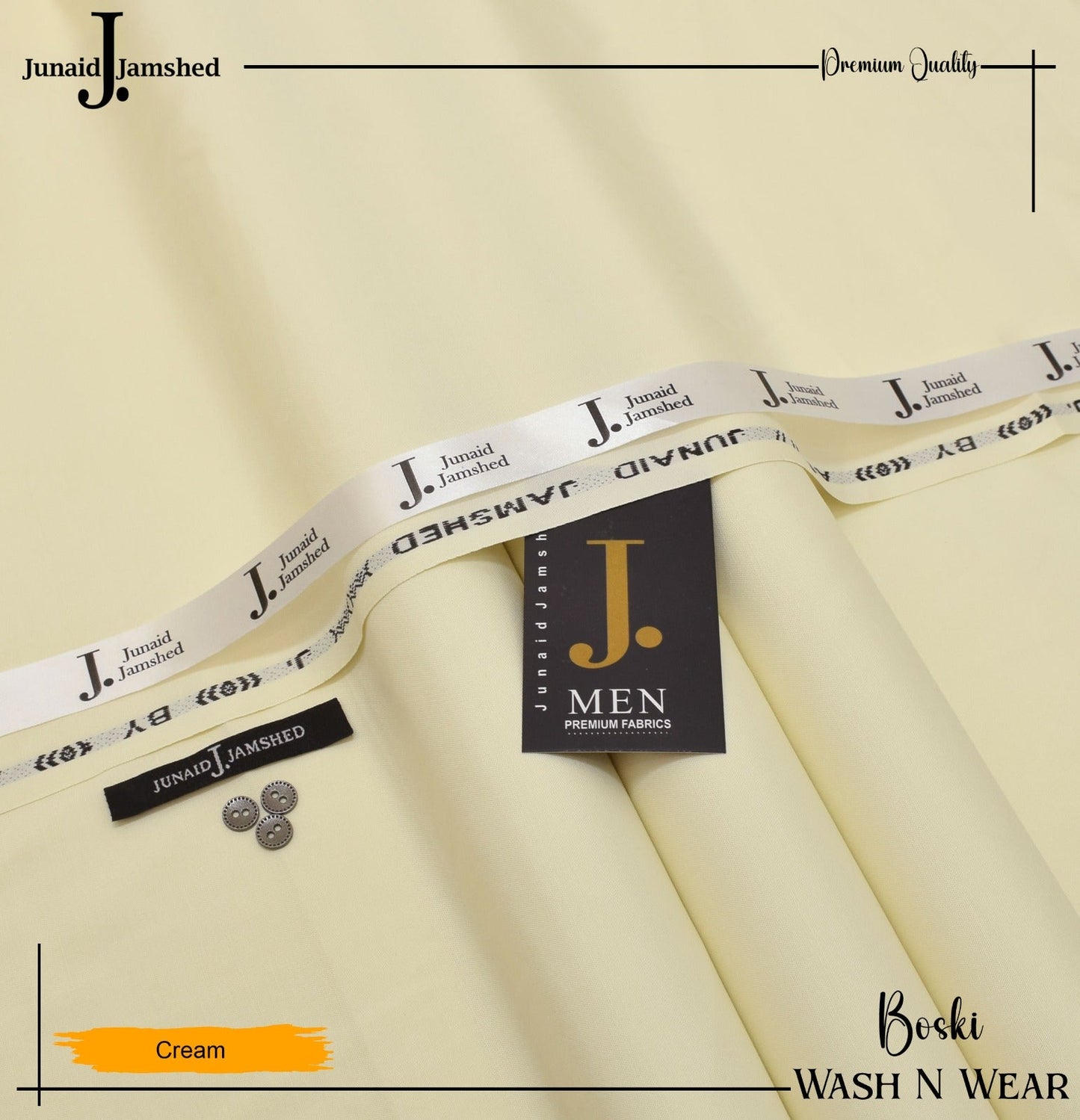 J. Junaid Jamshed wash and Wear Booski (Cream)