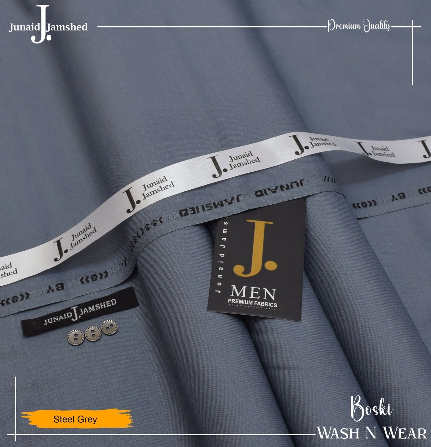 J. Junaid Jamshed wash and Wear Booski ( Steel Grey )
