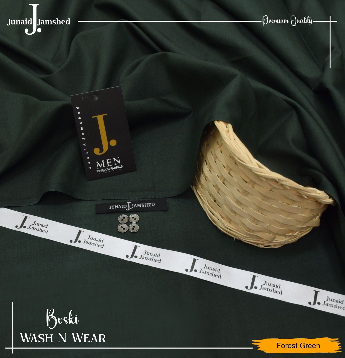 J. Junaid Jamshed wash and Wear Booski (Forest Green)
