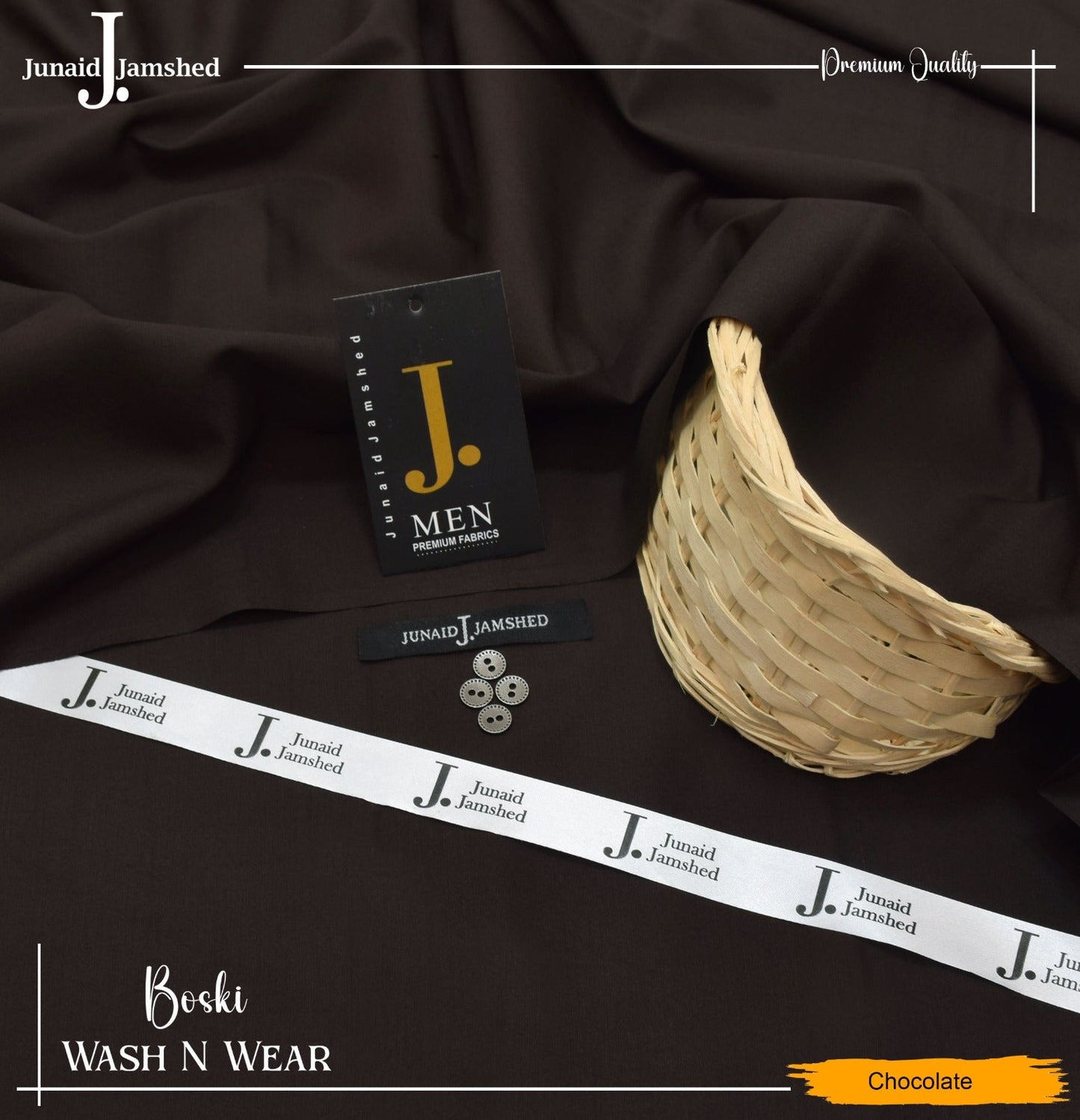 J. Junaid Jamshed wash and Wear Booski (Chocolate)
