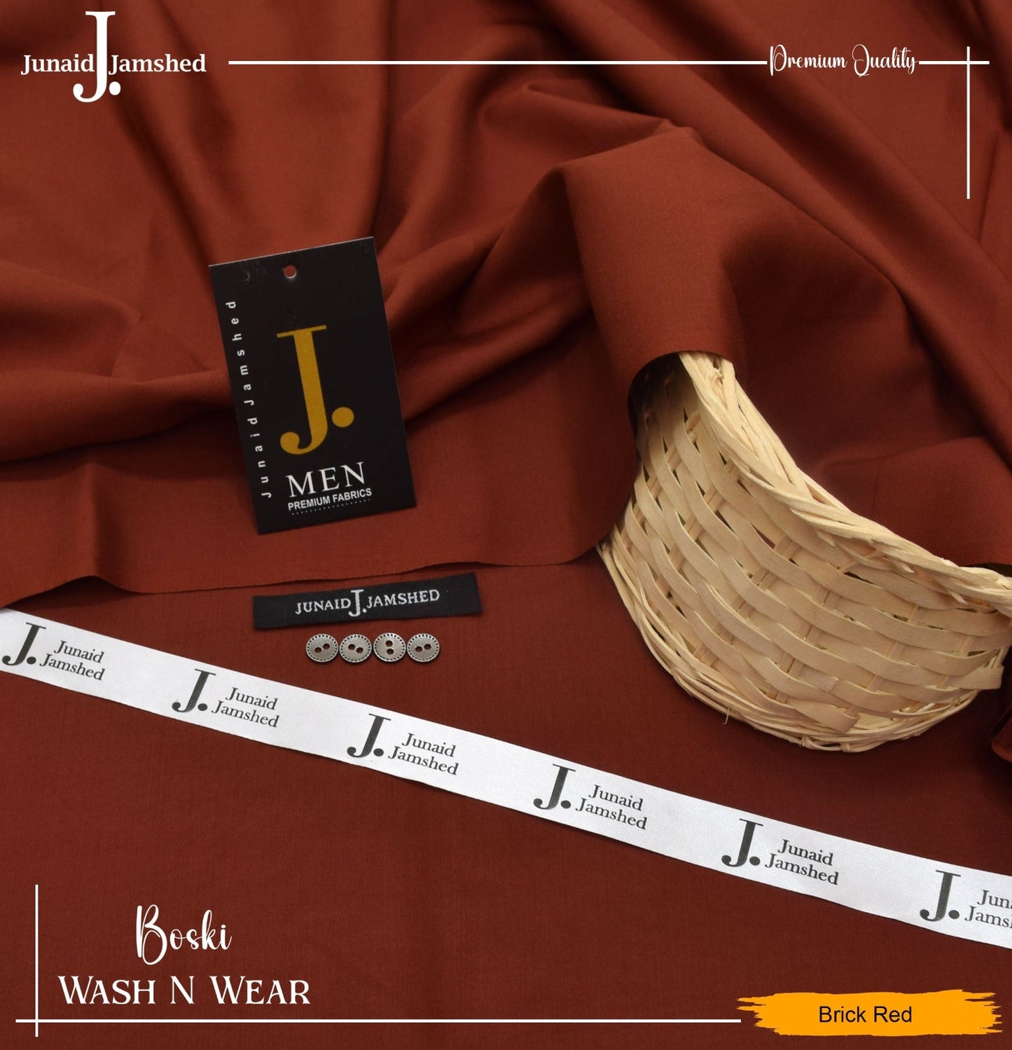 J. Junaid Jamshed wash and Wear Booski (Brick Red)