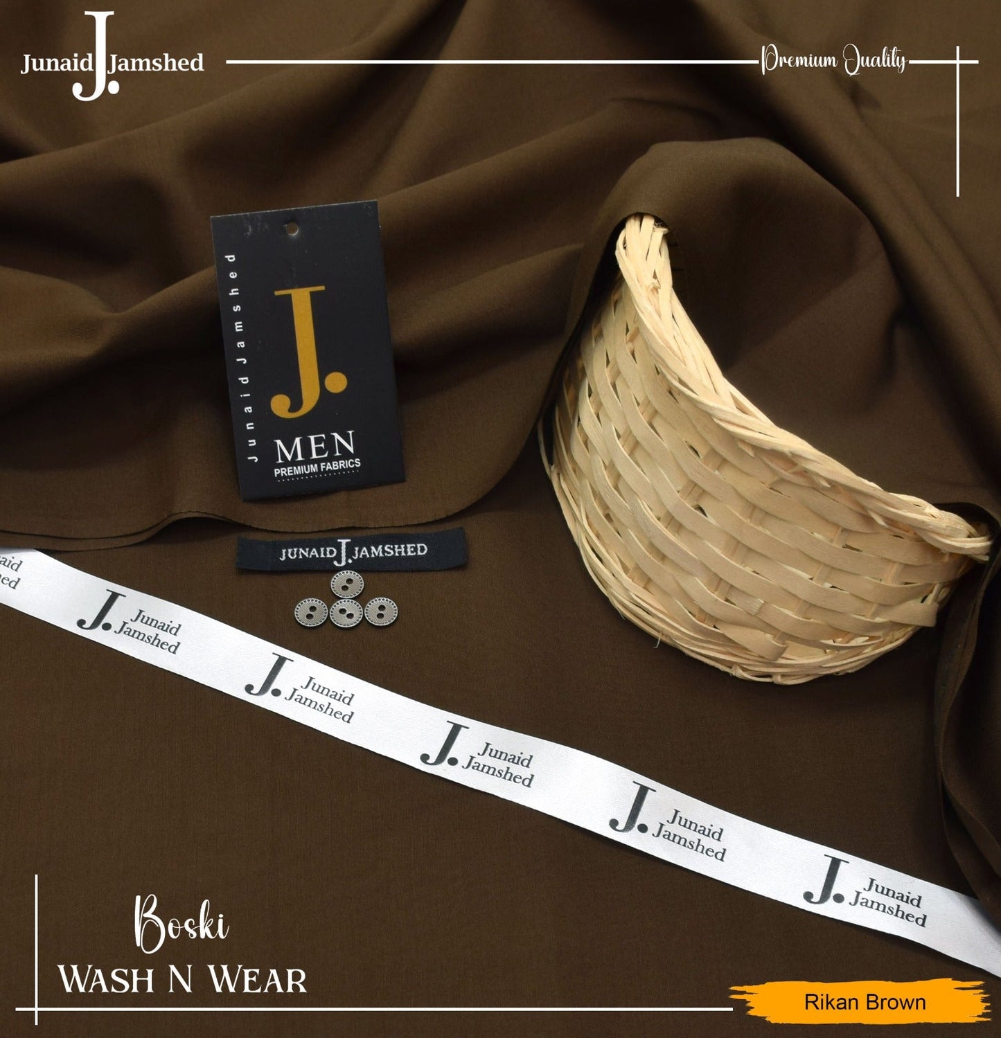 J. Junaid Jamshed wash and Wear Booski (Rikan Brown)