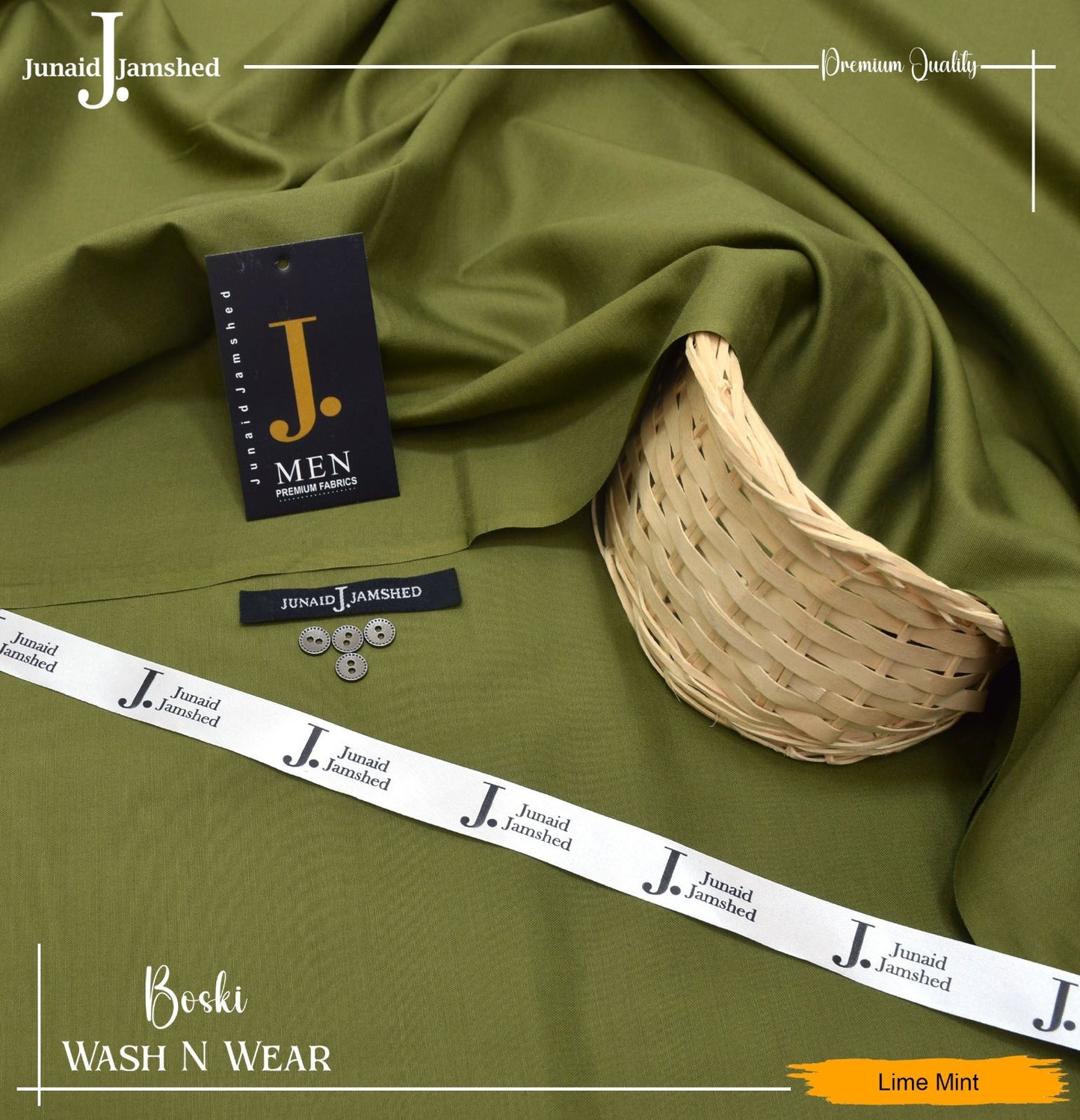 J. Junaid Jamshed wash and Wear Booski (Lime Mint)