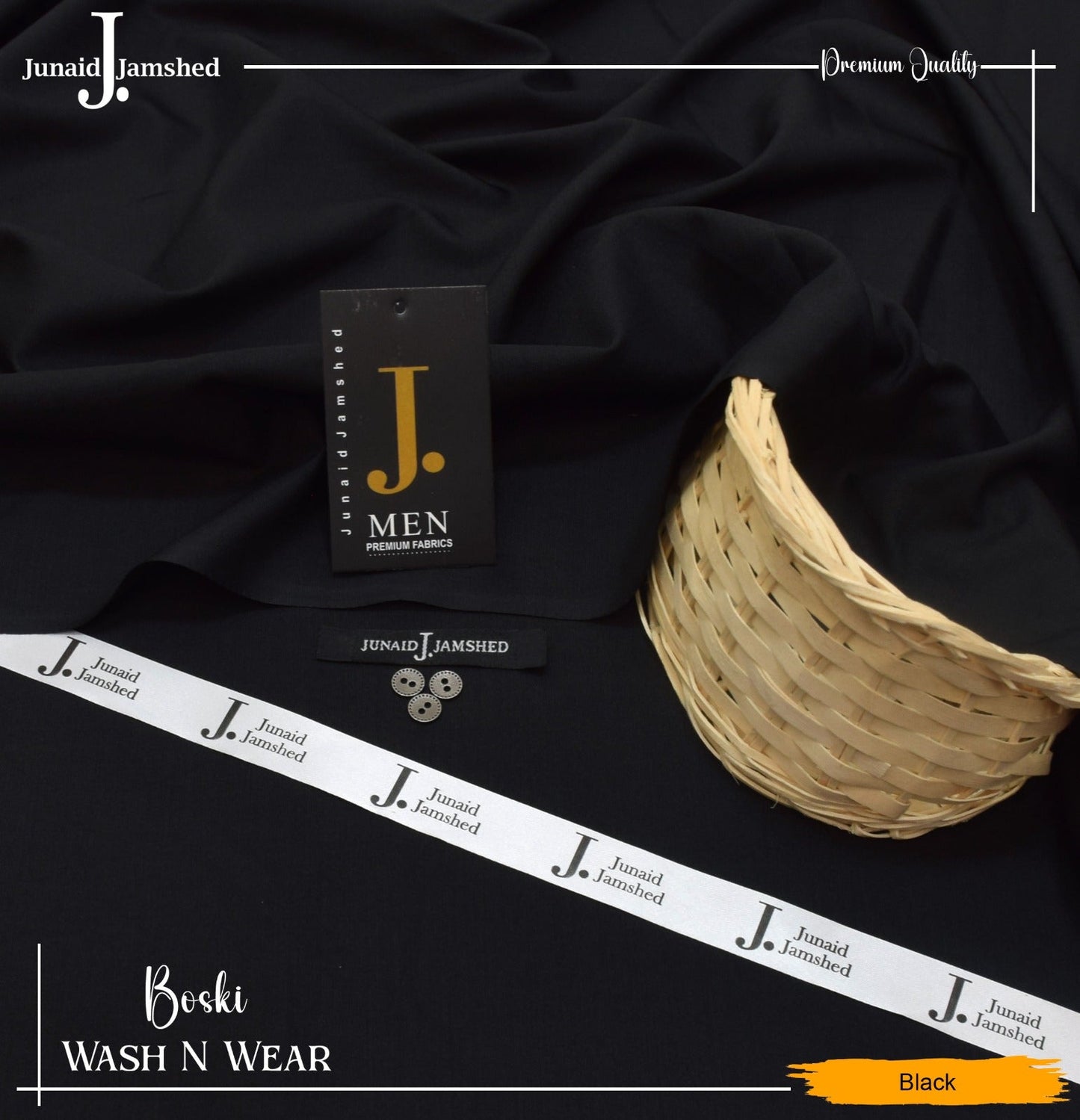 J. Junaid Jamshed wash and Wear Booski (Black)