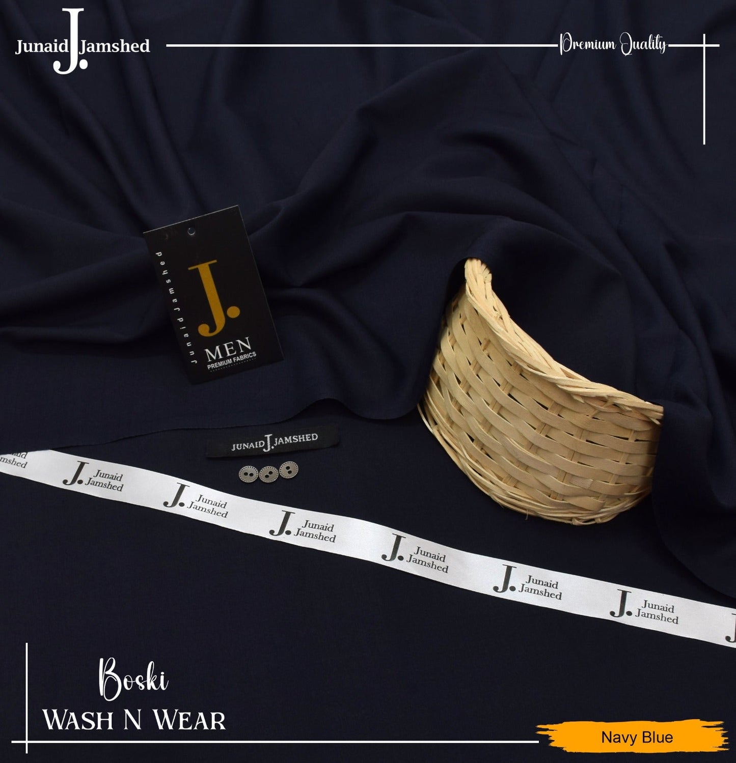 J. Junaid Jamshed wash and Wear Booski (Navy Blue)