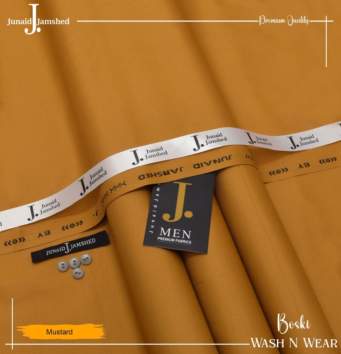 J. Junaid Jamshed wash and Wear Booski (Mustard)