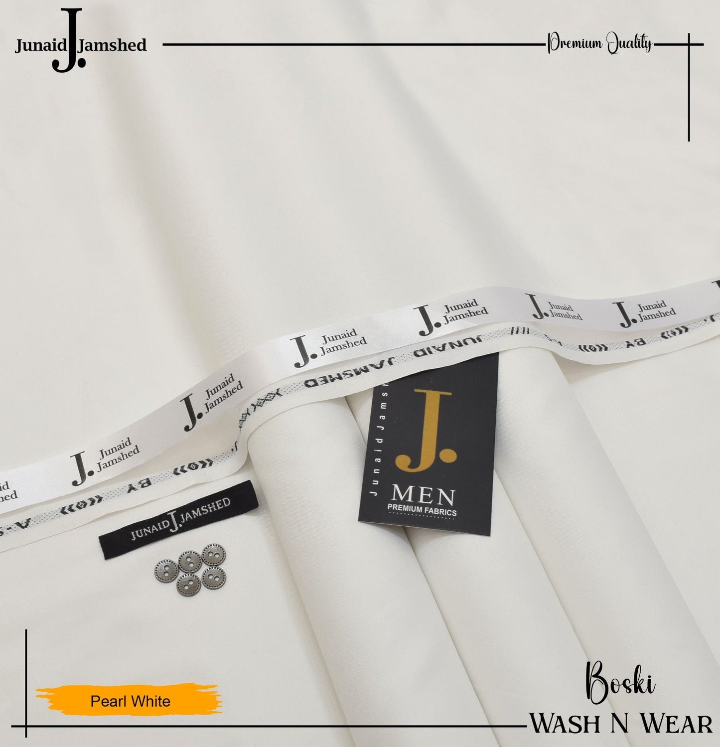 J. Junaid Jamshed wash and Wear Booski (Pearl White)