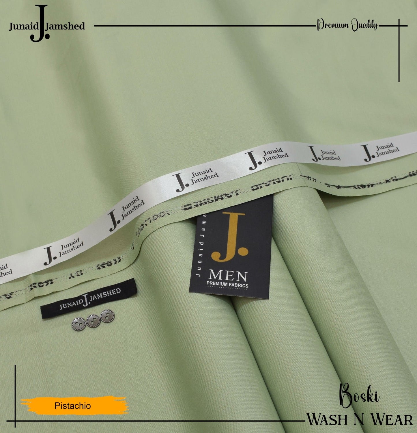 J. Junaid Jamshed wash and Wear Booski (Pistachio)