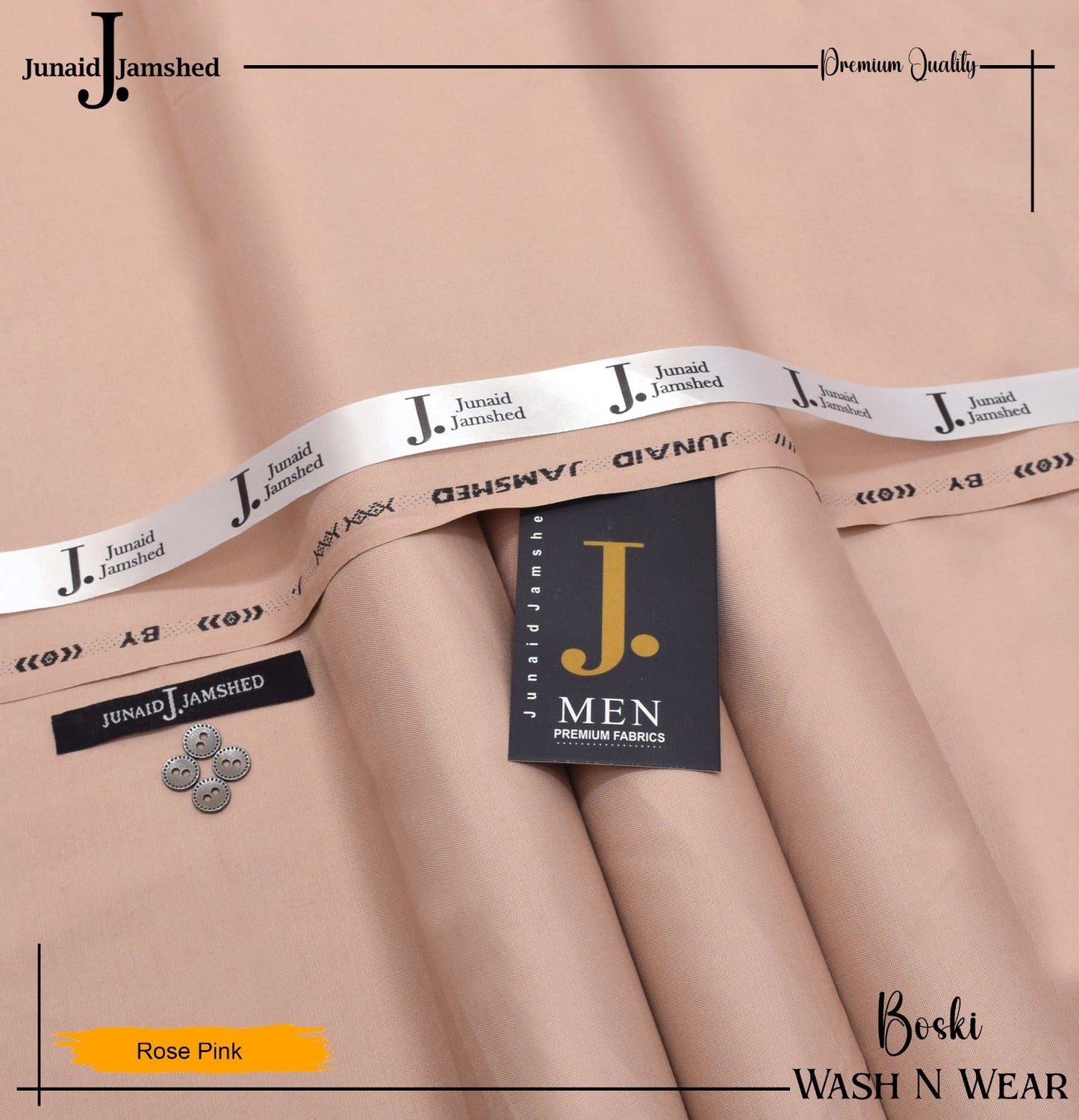 J. Junaid Jamshed wash and Wear Booski (Rose Pink)