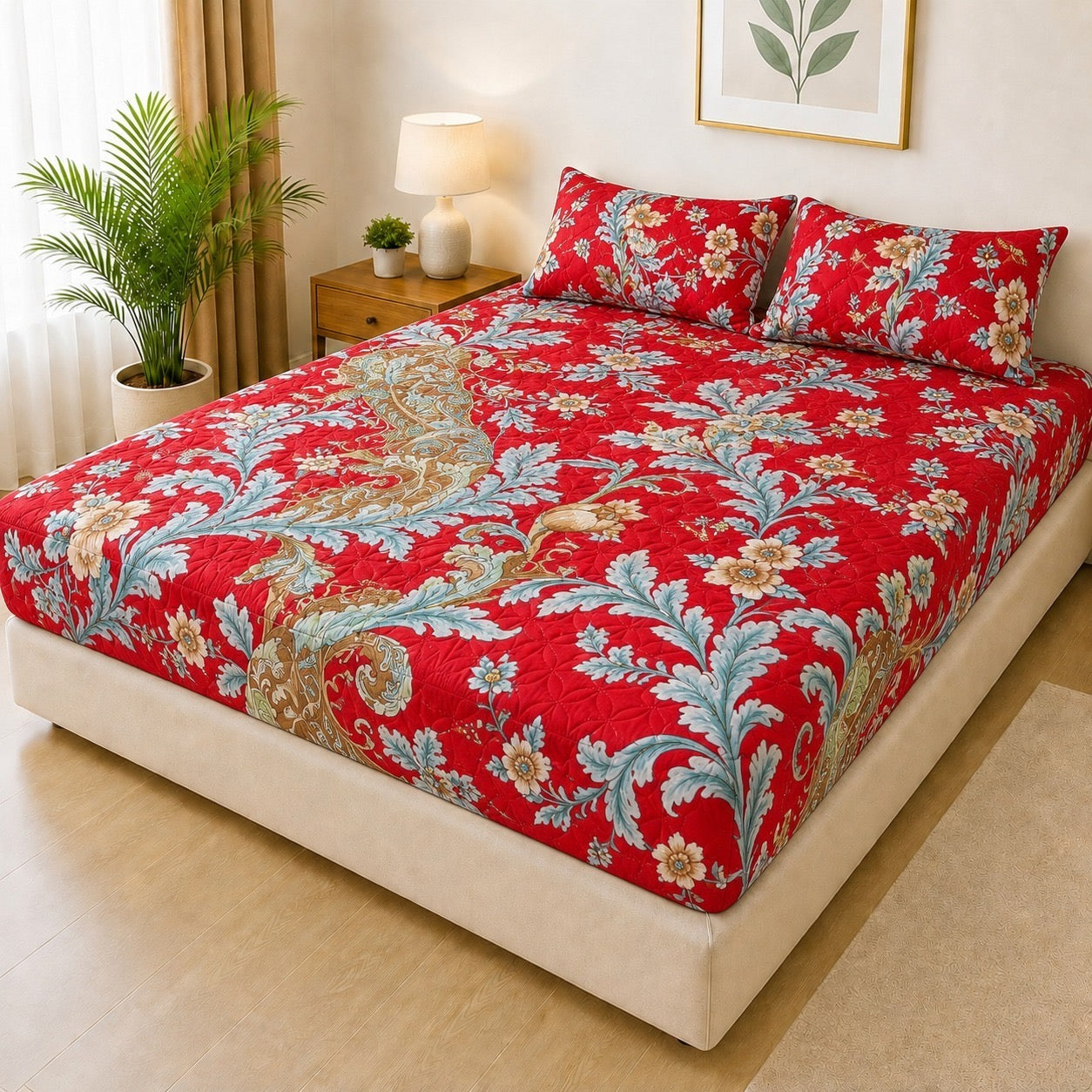 Printed 3 Piece's Quilted Bedsheets Set (100% Waterproof) New Arrivals! Luxury Bedsheet tm-0003
