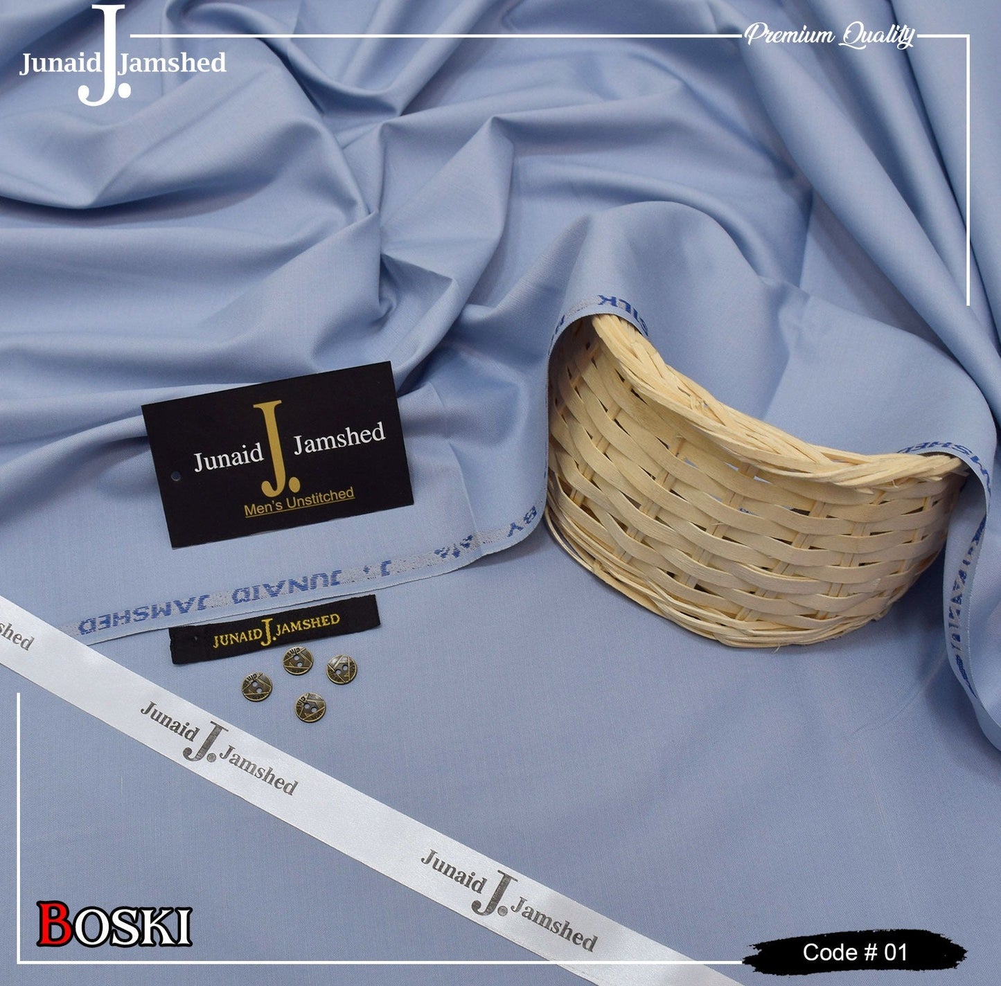 J. Junaid Jamshed wash and Wear Booski - Light Grey