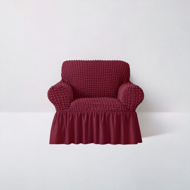 Bubble Style Frill Sofa Cover | Maroon Color | Non-slip Elastic Sofa Cover With Skirt, Furniture Protector For Bedroom Office Living Room Home Decor