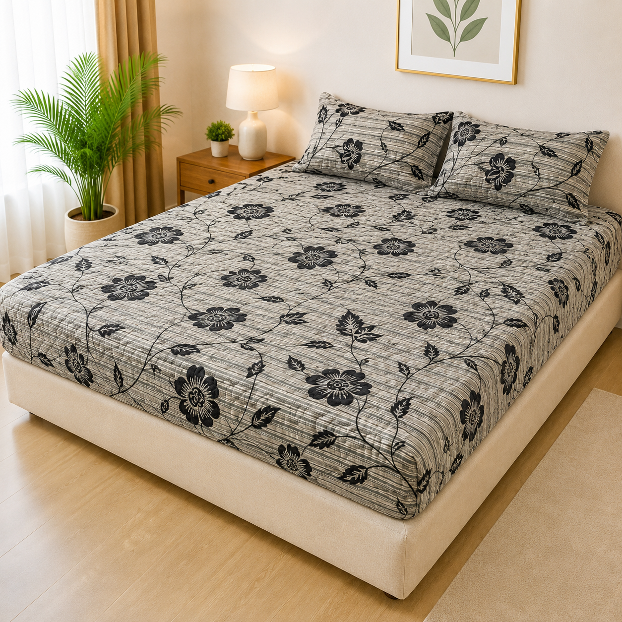 Printed 3 Piece's Quilted Bedsheets Set (100% Waterproof) New Arrivals! Luxury Bedsheet tm-0016