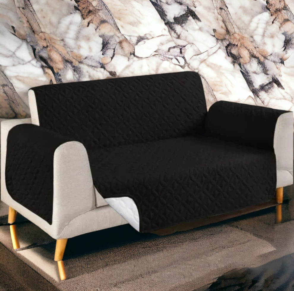 Ultrasonic Cotton Quilted Sofa Runner | Black Color | safeguard your sofa from stains, spills, pet hair, and general wear and tear