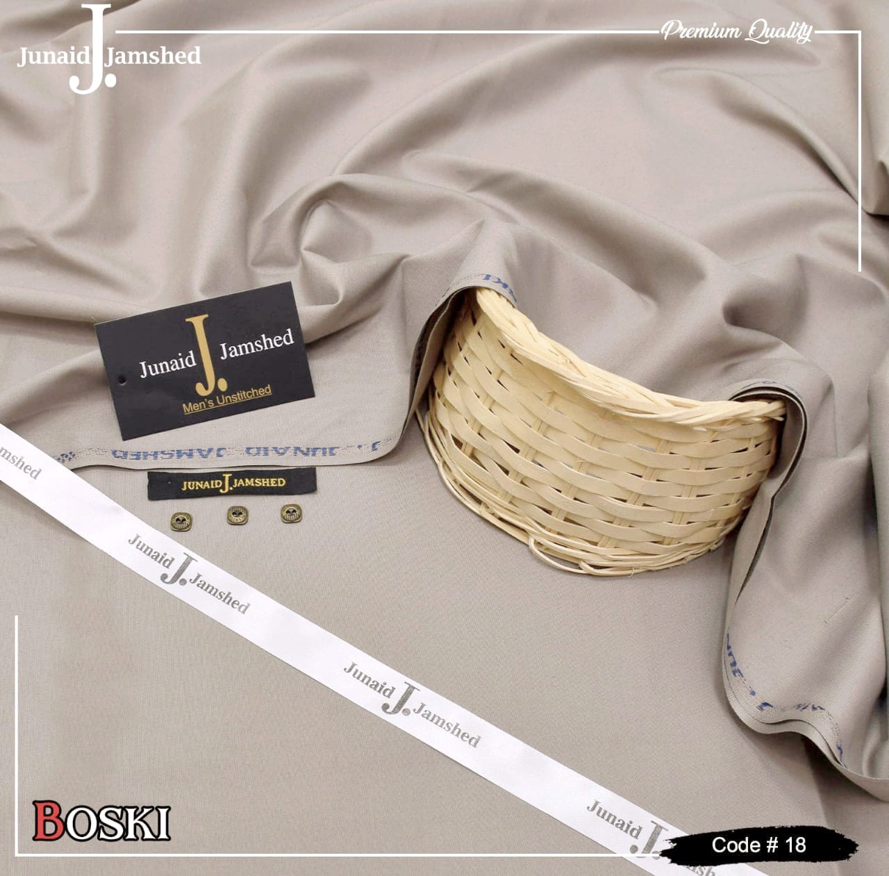 J. Junaid Jamshed wash and Wear Booski - Light Cement