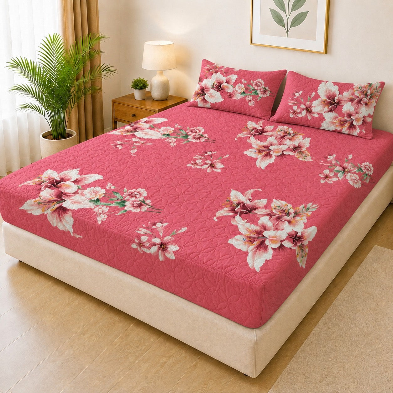Printed 3 Piece's Quilted Bedsheets Set (100% Waterproof) New Arrivals! Luxury Bedsheet tm-0002