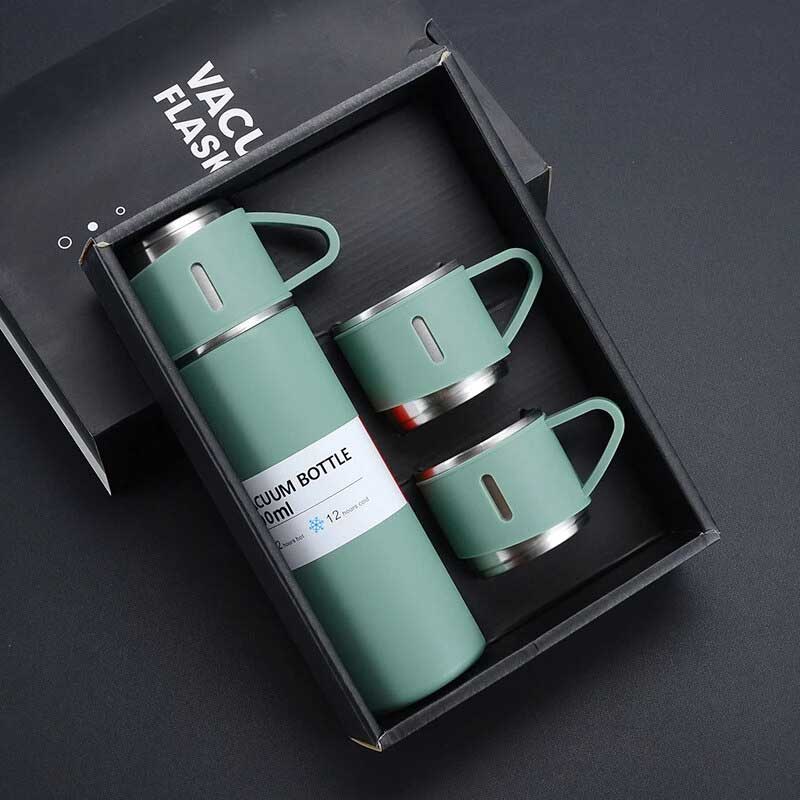 Vaccum Flask Set Bottle Stainless (Hot & Cold) With 3 Cups