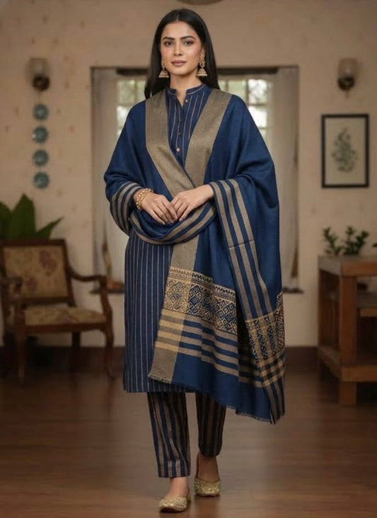 3PC Dress Multani Khaadi Sussi - BlUE LINING