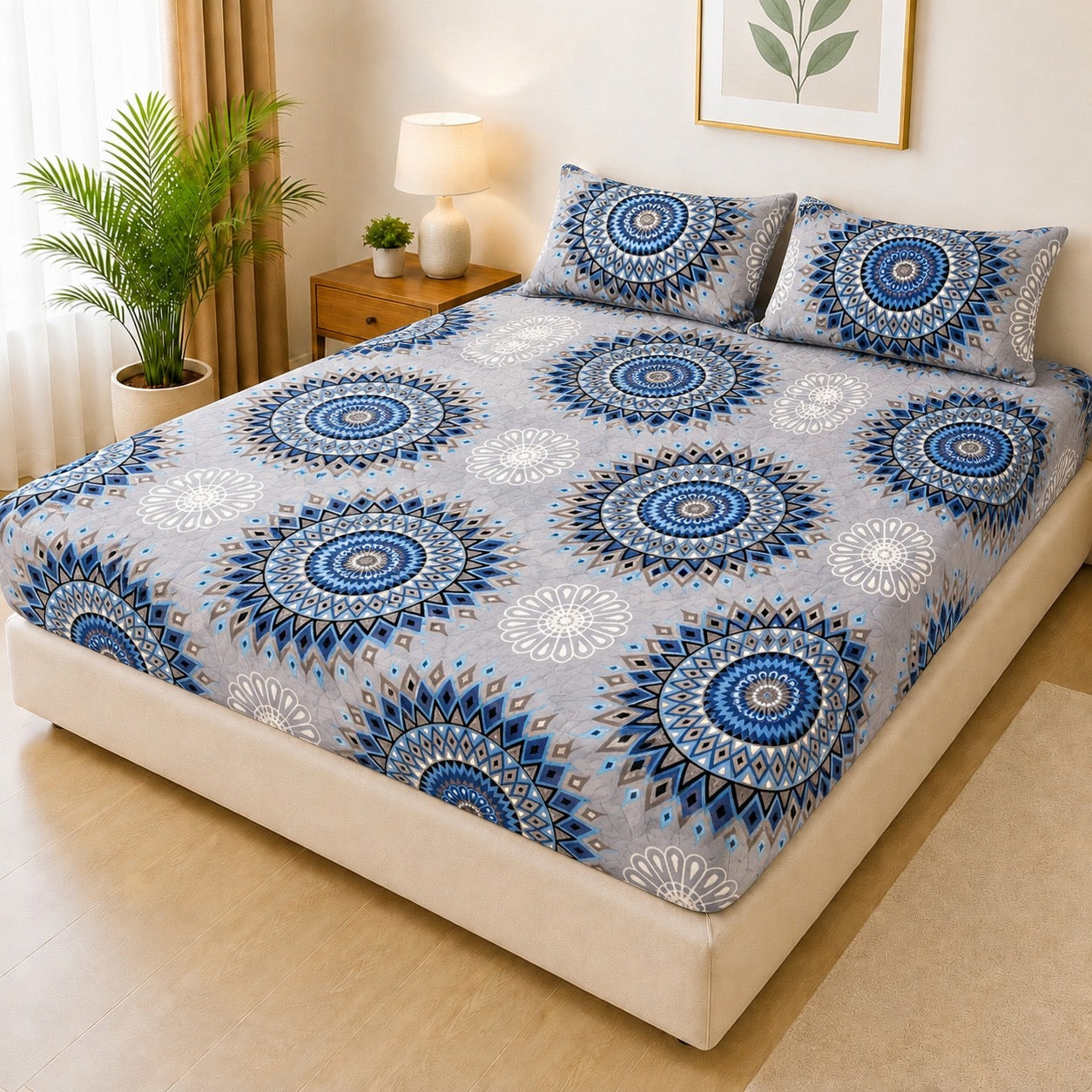 Printed 3 Piece's Quilted Bedsheets Set (100% Waterproof) New Arrivals! Luxury Bedsheet tm-0010