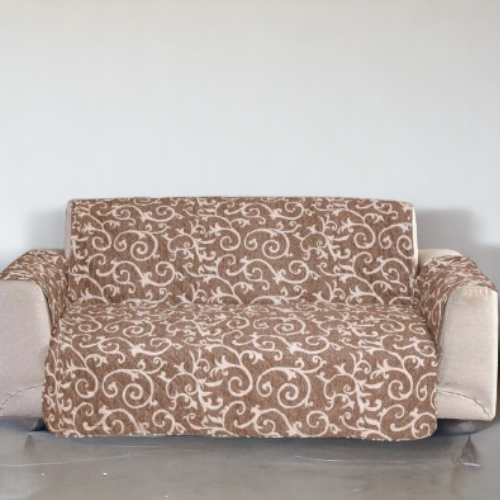 Printed Cotton Quilted Sofa Runner | Copper Color