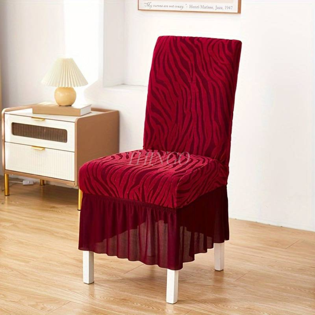 Wave Pattern Velvet Dinning Chair Covers