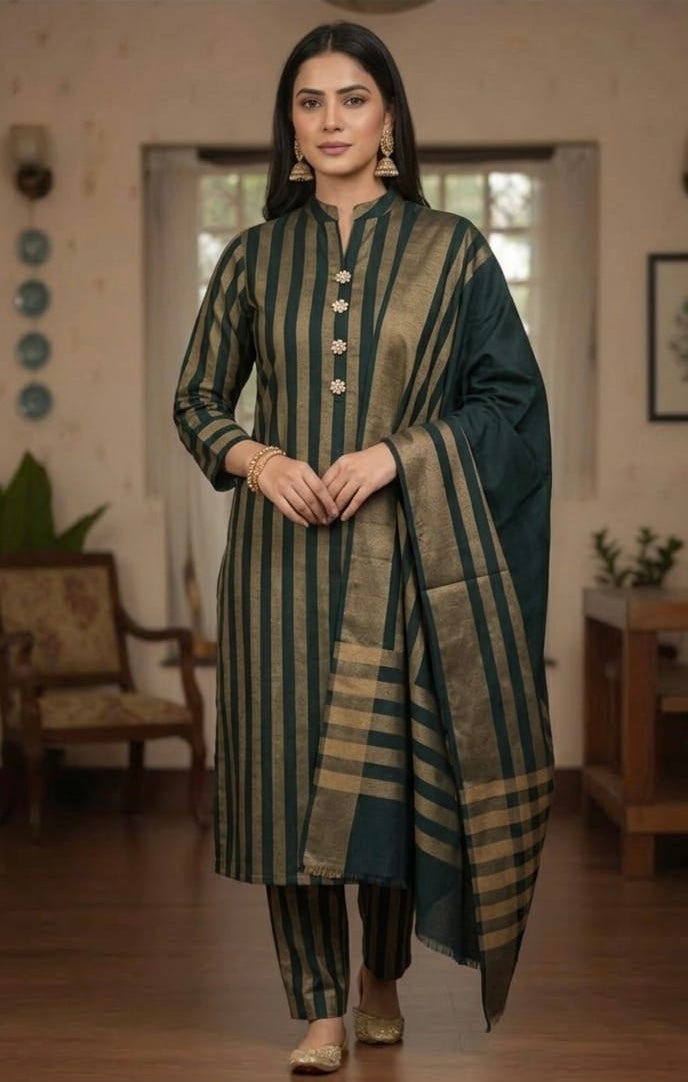 3PC Dress Multani Khaadi Sussi - GREEN LINING