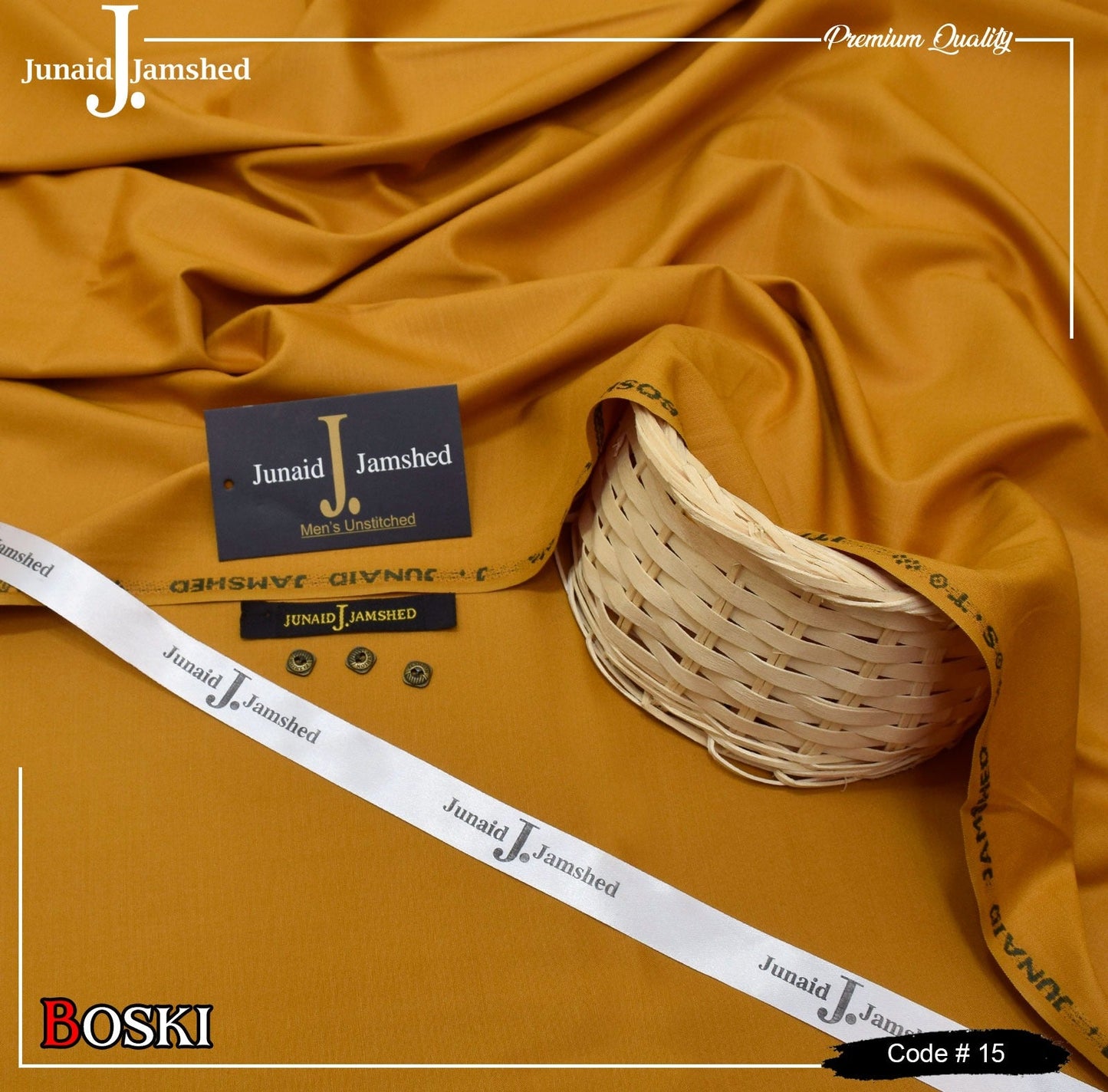 J. Junaid Jamshed wash and Wear Booski - Mustard 1