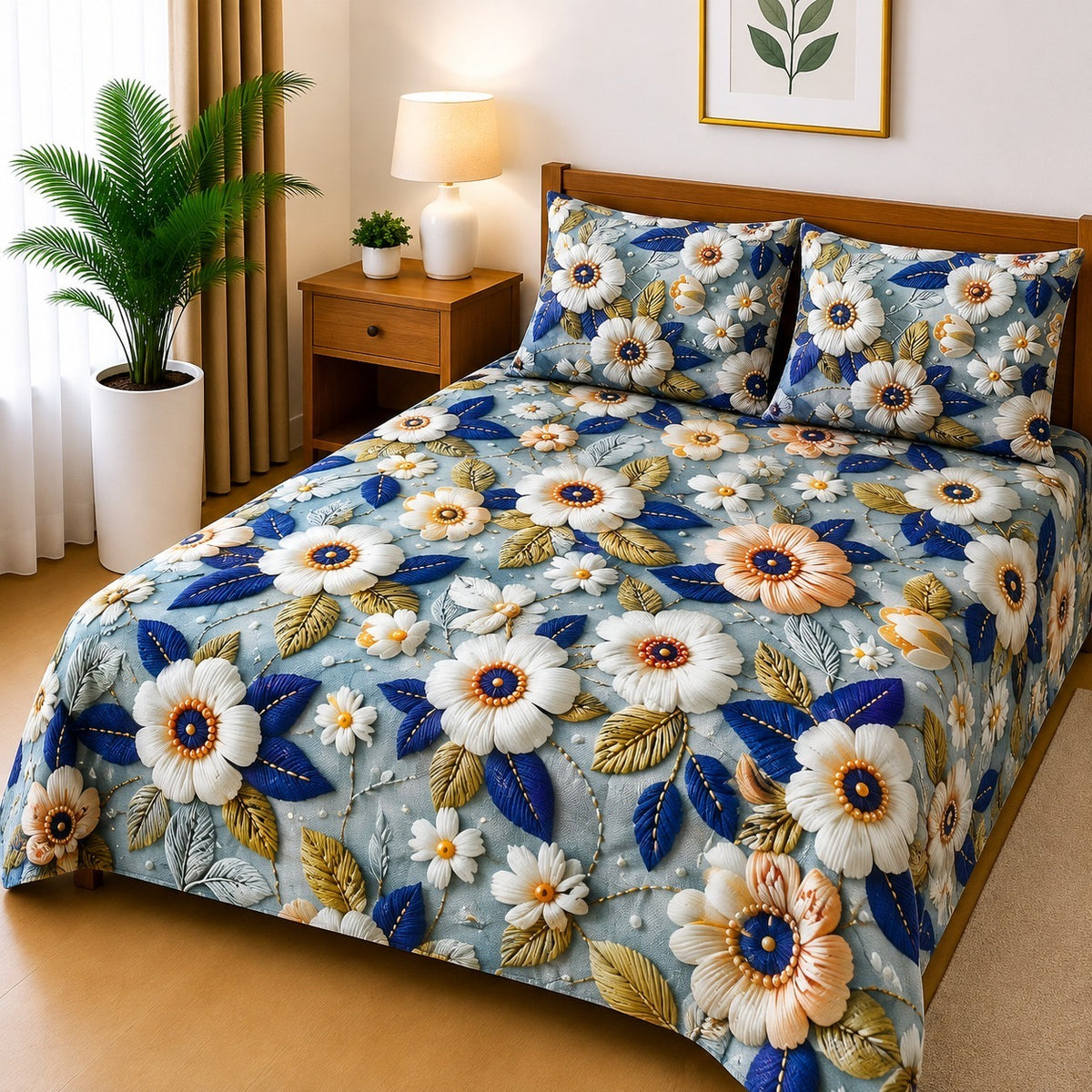 3D Printed Bedsheet with 2 Pillow Covers – 3-Piece Set | Article No.12