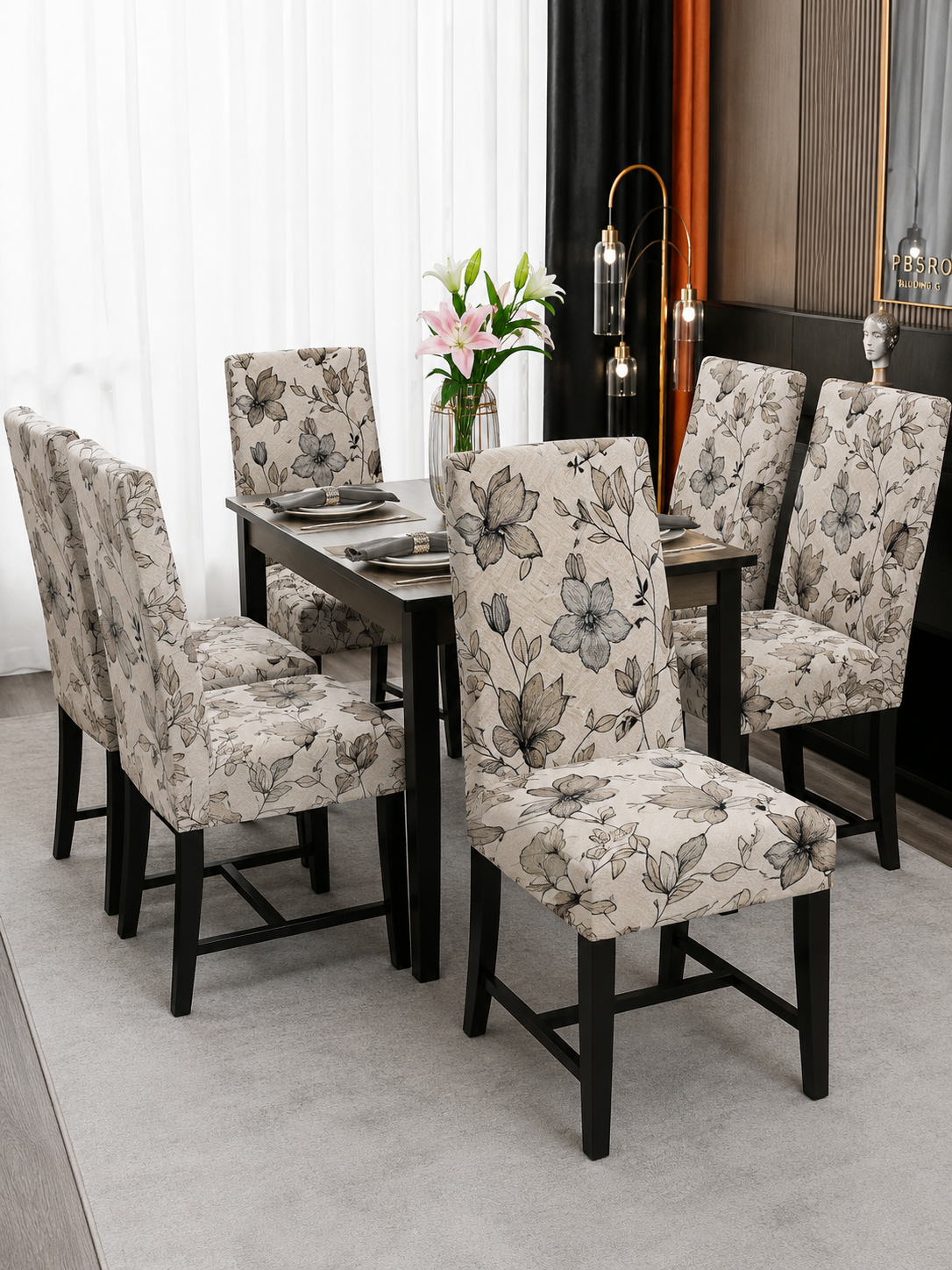 Printed Waterproof Ultrasonic Micro Cotton Dinning Chair Cover TDD-2