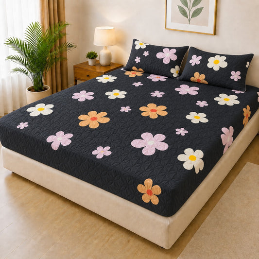 Printed 3 Piece's Quilted Bedsheets Set (100% Waterproof) New Arrivals! Luxury Bedsheet tm-0003