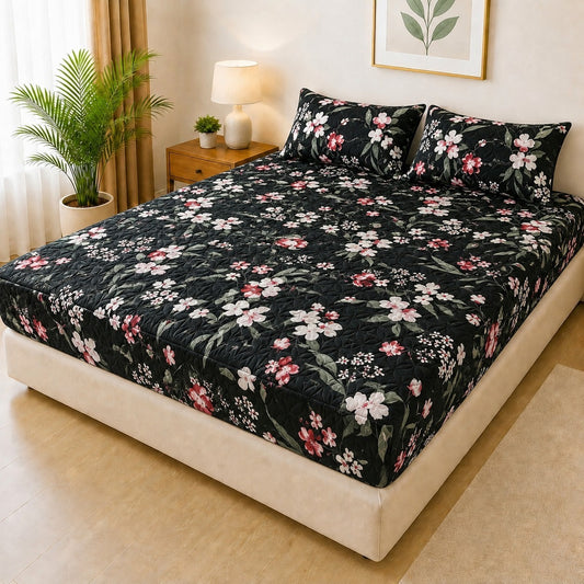 Printed 3 Piece's Quilted Bedsheets Set (100% Waterproof) New Arrivals! Luxury Bedsheet tm-0014