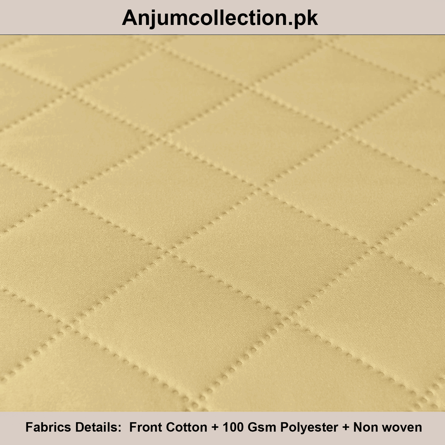 COTTON QUILTED SOFA RUNNER - SOFA PROTECTOR (BEIGE SKIN YELLOW)