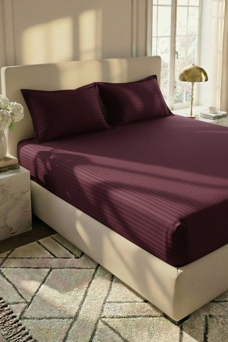 Luxury Stripe Fitted Bedsheet - King Size Pepsi
