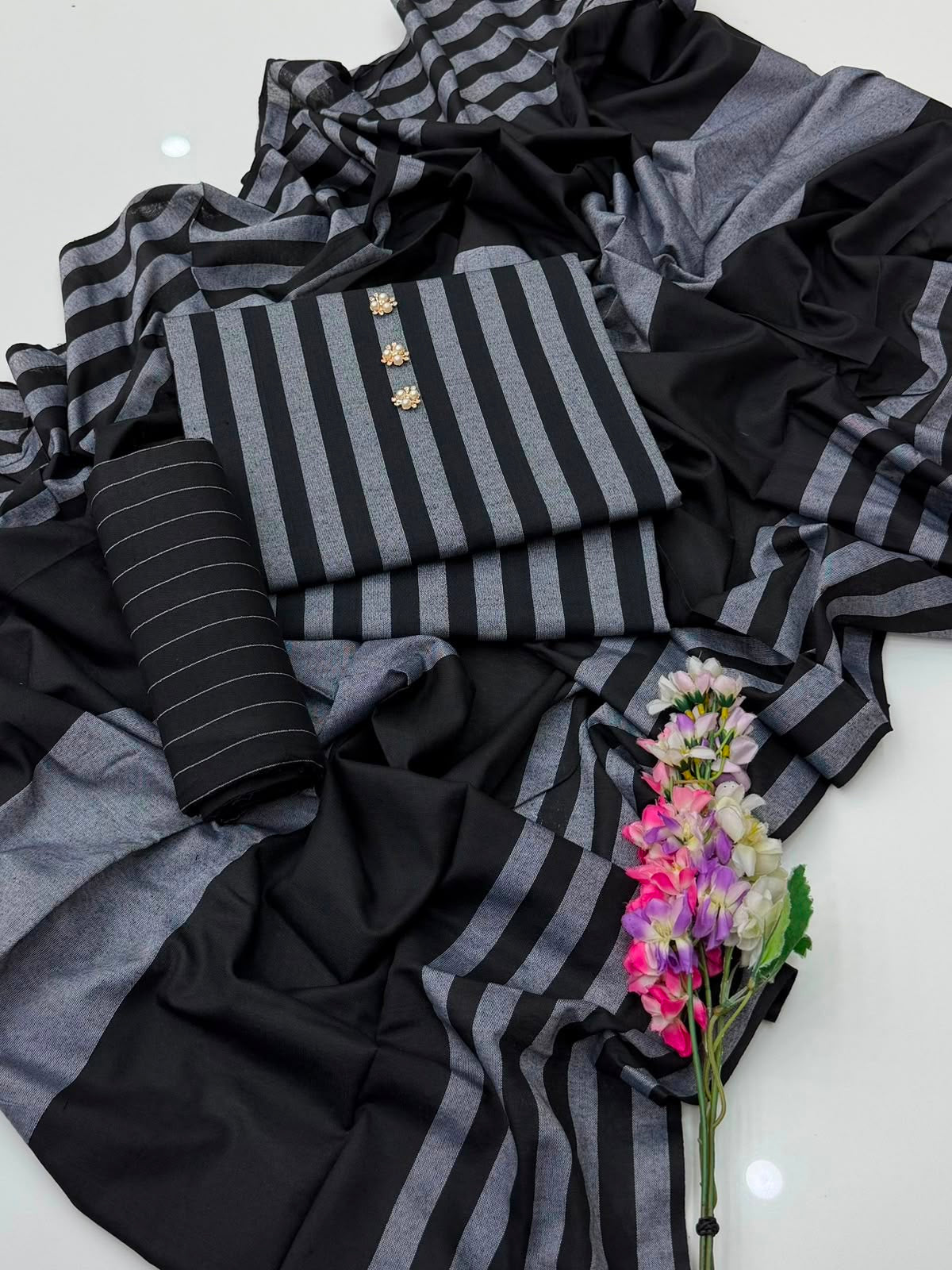 3PC Dress Multani Khaadi Sussi - BLACK LINING