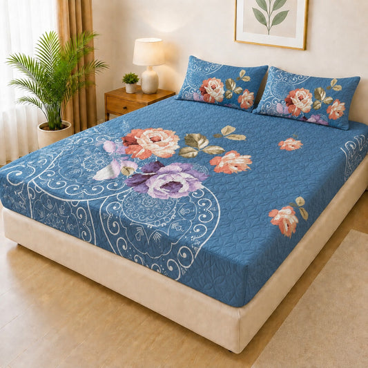Printed 3 Piece's Quilted Bedsheets Set (100% Waterproof) New Arrivals! Luxury Bedsheet tm-0019
