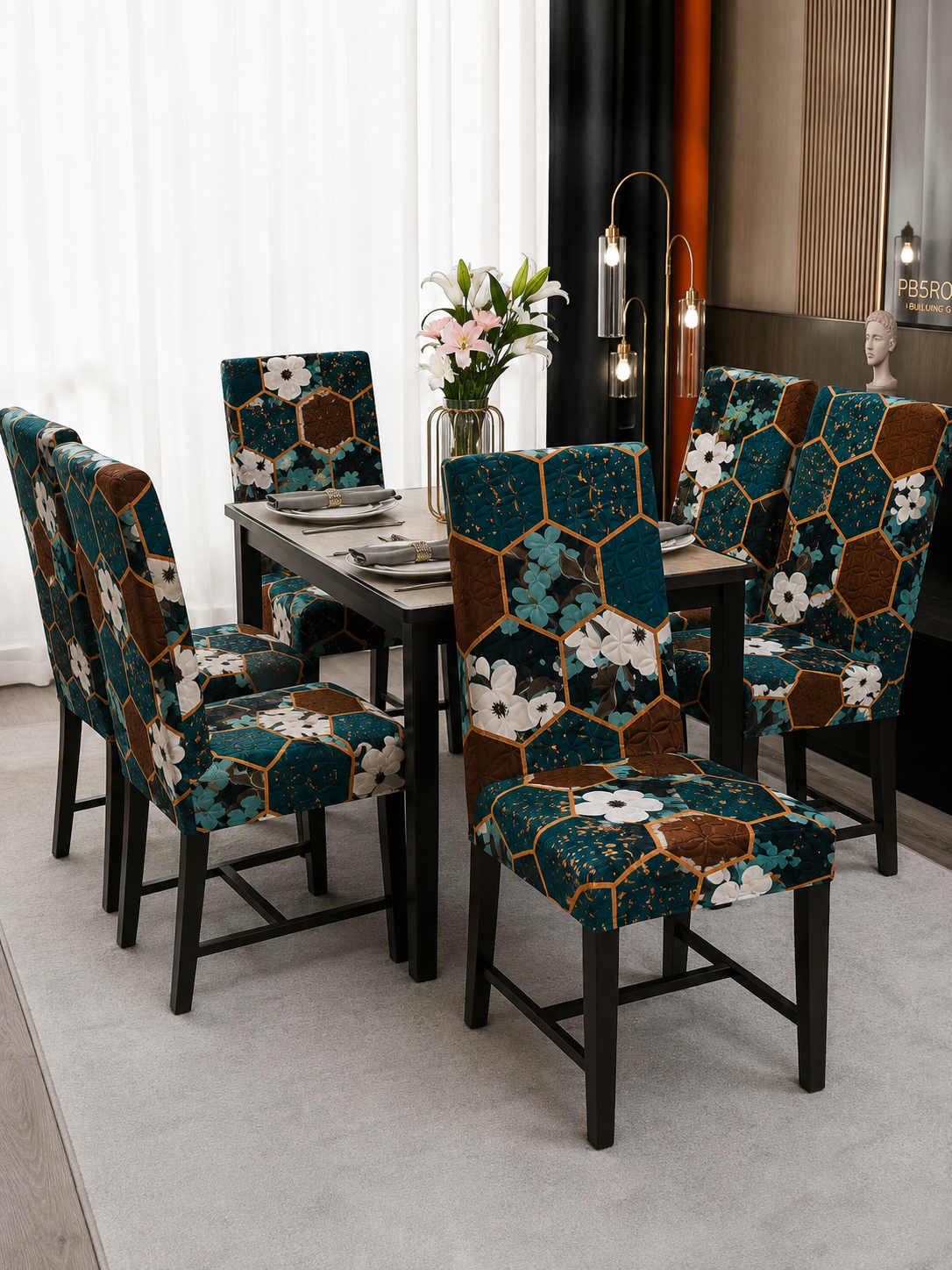 Printed Waterproof Ultrasonic Micro Cotton Dinning Chair Cover TDD-1