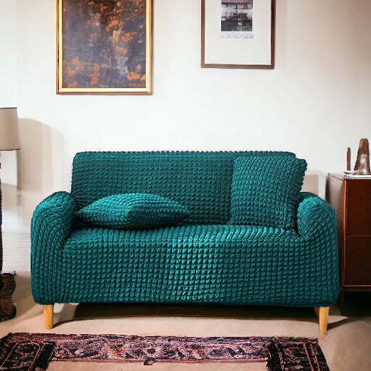 Bubble Stuff Fitted Sofa Cover | Zinc Color | Sofa Slipcover, Modern Ruffle Trim Stretchy Stretch Sofa Slipcover For Home