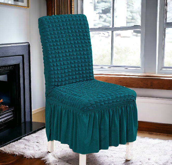 Bubble Stuff Frill Style Dining Chair Cover | Zinc Color  | For Weddings, Dining Rooms, Offices, Banquets, And Home Decor