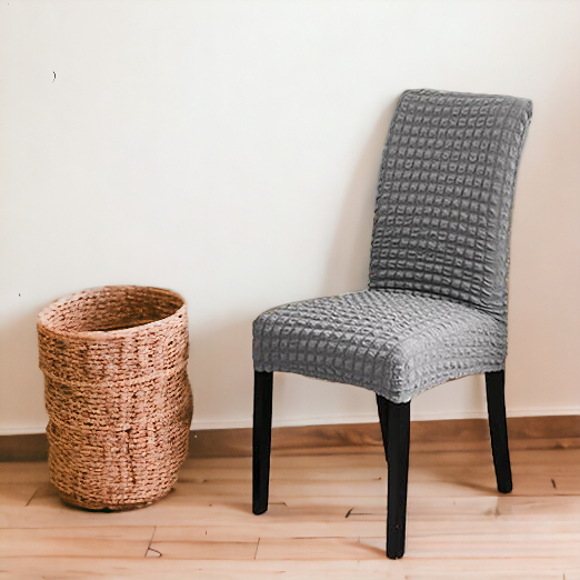 Bubble Style Fitted Dining Chair Cover | Light Grey Color  | For Weddings, Dining Rooms, Offices, Banquets, And Home Decor