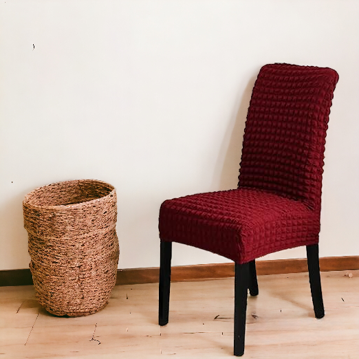 Bubble Style Fitted Dining Chair Cover | Maroon Color  | For Weddings, Dining Rooms, Offices, Banquets, And Home Decor