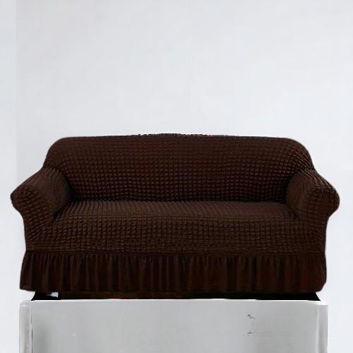 Bubble Style Frill Sofa Cover | Choclate Brown Color | Non-slip Elastic Sofa Cover With Skirt, Furniture Protector For Bedroom Office Living Room Home Decor