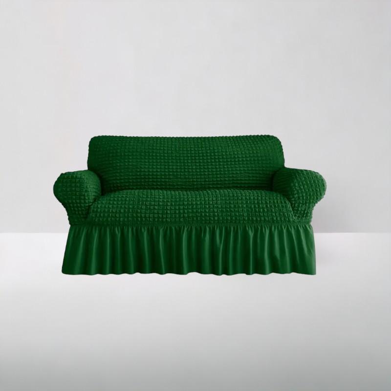Bubble Style Frill Sofa Cover | Green Color | Non-slip Elastic Sofa Cover With Skirt, Furniture Protector For Bedroom Office Living Room Home Decor