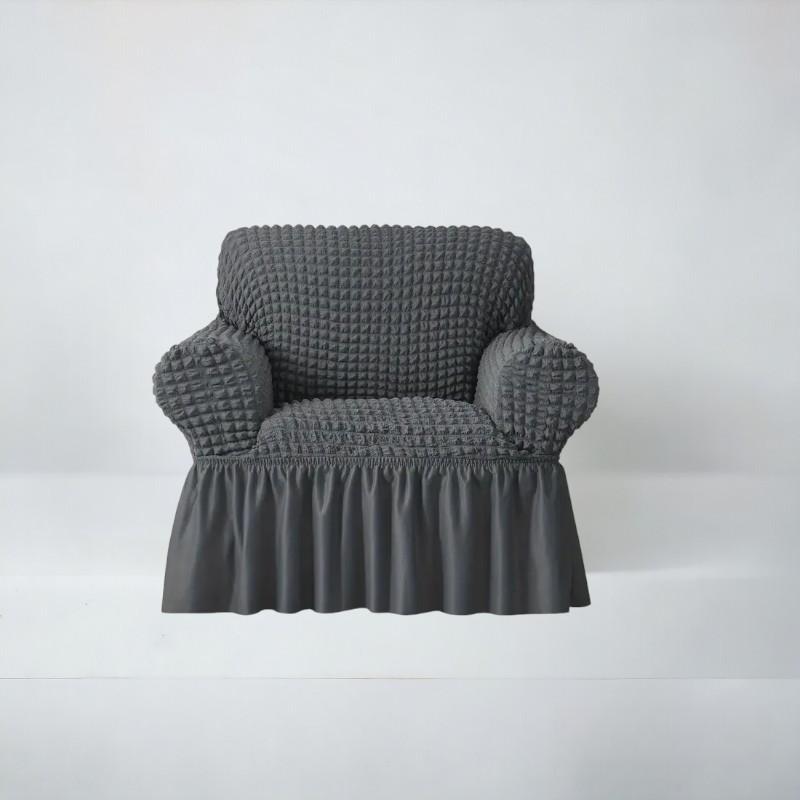 Bubble Style Frill Sofa Cover | Grey Color | Non-slip Elastic Sofa Cover With Skirt, Furniture Protector For Bedroom Office Living Room Home Decor