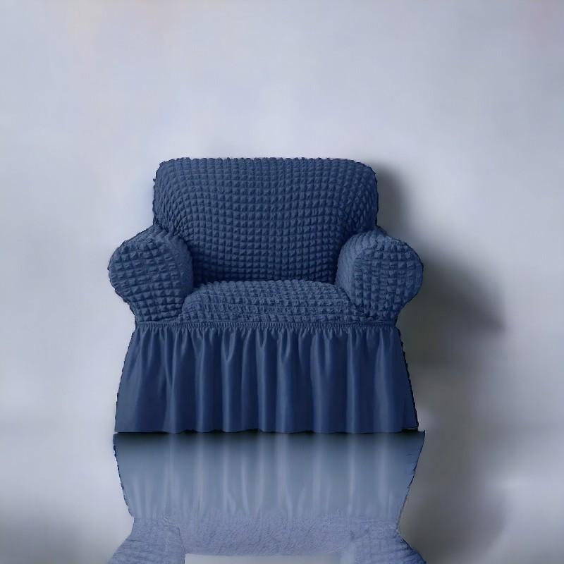 Bubble Style Frill Sofa Cover | Navy Blue Color | Non-slip Elastic Sofa Cover With Skirt, Furniture Protector For Bedroom Office Living Room Home Decor